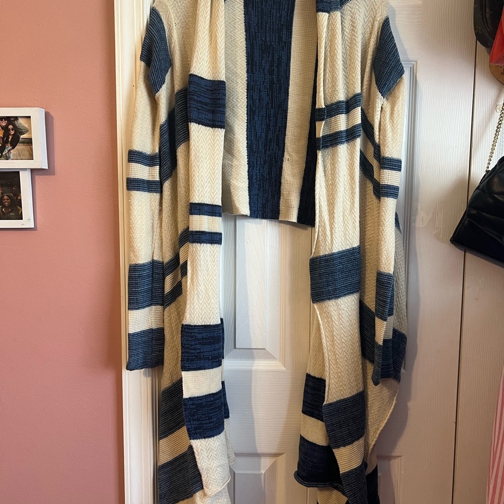 Ralph Lauren Navy and Cream Long Cardigan